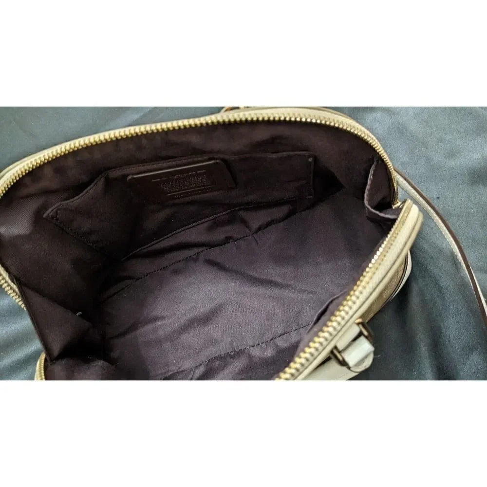 Coach Mini Sierra‎ Satchel In Signature Canvas Gold Light Khaki Chalk